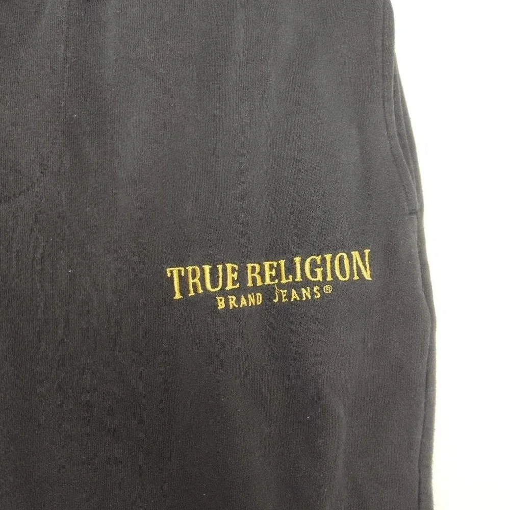 True Religion Jogger Pants Mens M Black Shine Arch‎ Classic Jogger Fleece School
